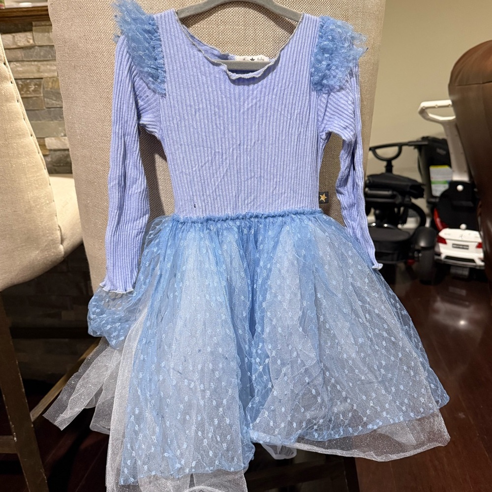 Petite Hailey Blue Long Sleeve Tulle Dress 2t